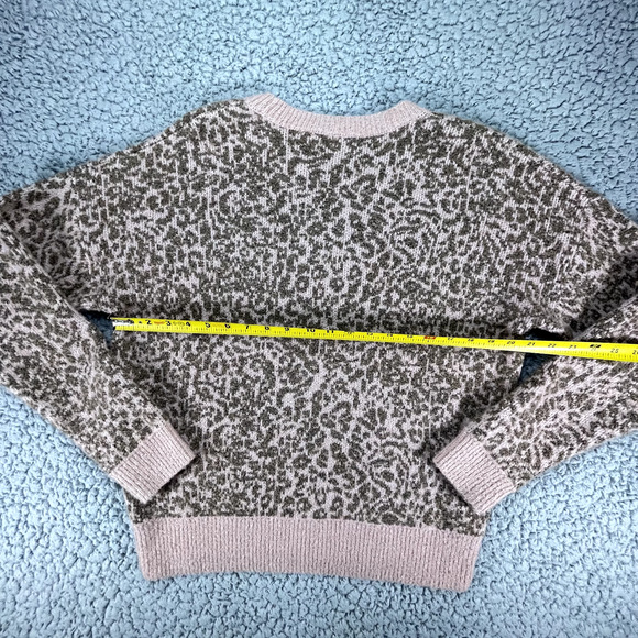 Madewell Sweater Womens Large Pink Cheetah Print Merino Wool Pullover Barbiecore - Picture 8 of 10